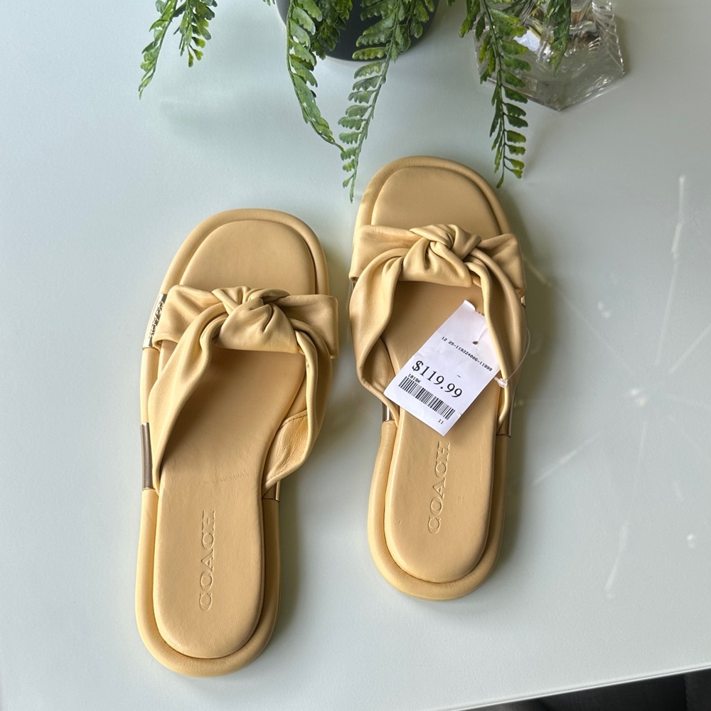 Coach Women's Cream Slide Sandals